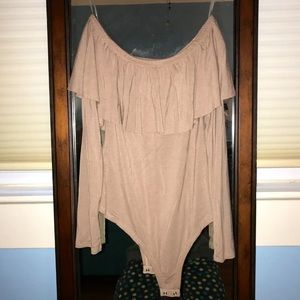 ❌sold❌ Tan off shoulder body suit